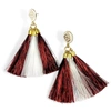 BRIANNA CANNON METALLIC JUMBO TASSEL EARRINGS IN MAROON AND WHITE