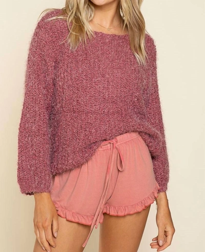 Pol Alpaca Sweater With Dolman Sleeves In Sangria Red