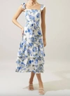 SUGARLIPS TRUTH BE TOLD TIERED MIDI DRESS IN BLUE/WHITE