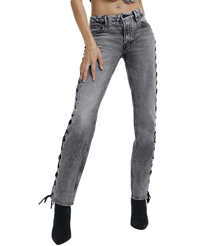 Good American Good Icon Lace-up Black Bootcut Jean In Grey