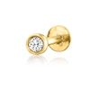 Rs Pure By Ross-simons Bezel-set Diamond-accented Single Stud Earring In 14kt Yellow Gold In Silver