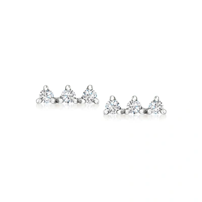 Rs Pure By Ross-simons Diamond 3-stone Stud Earrings In Sterling Silver