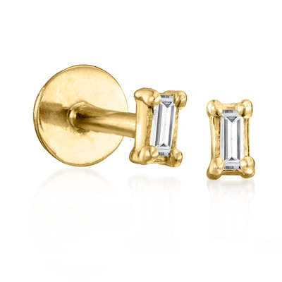 Rs Pure By Ross-simons Baguette Diamond-accented Stud Earrings In 14kt Yellow Gold
