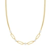 Ross-simons Italian 5-5.5mm Cultured Pearl And Paper Clip Link Necklace In 18kt Gold Over Sterling In Gold