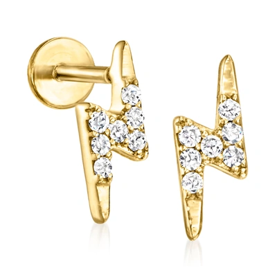 Rs Pure By Ross-simons Diamond Lightning Bolt Stud Earrings In 14kt Yellow Gold In Silver