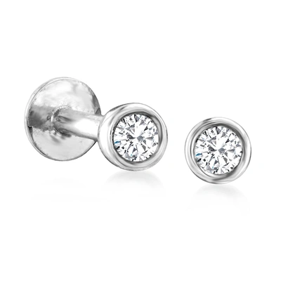 Rs Pure By Ross-simons Bezel-set Diamond Stud Earrings In Sterling Silver