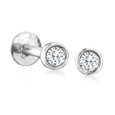 Rs Pure By Ross-simons Bezel-set Diamond Stud Earrings In Sterling Silver In White