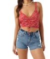 O'NEILL KIKO DITSY FLORAL CROP TOP IN RED HOT