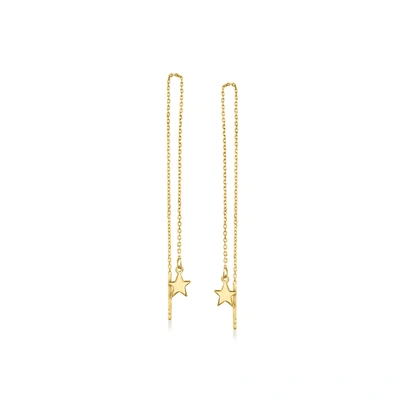 Rs Pure By Ross-simons Italian 14kt Yellow Gold Star Threader Earrings