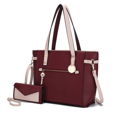 Mkf Collection By Mia K Andrys Vegan Leather Tote Handbag - 2 Pieces In Red