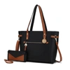 Mkf Collection By Mia K Andrys Vegan Leather Tote Handbag - 2 Pieces In Black