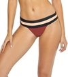 Pq Swim Teeny Colorblock Banded Full Cut Low Rise Bikini Bottoms In Multicolor In Red