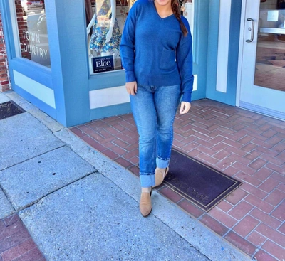 Renuar Heather Sweater In Indigo In Blue