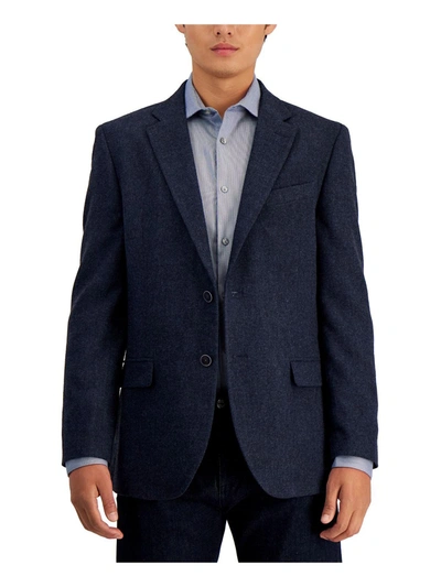 Nautica Men's Modern-fit Solid Herringbone Tweed Sport Coat In Blue