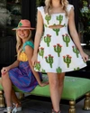 QUEEN OF SPARKLES FUZZY CACTUS DRESS IN WHITE