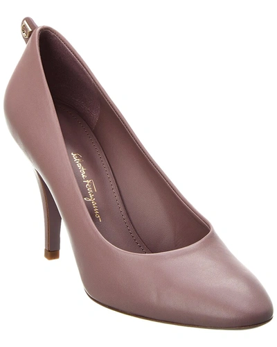 Ferragamo Judy 85 Leather Pumps In Purple