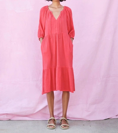Sundry Midi Tiered Dress In Poppy In Pink