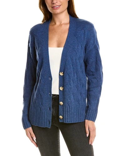 Hannah Rose Cross Town Cable Wool & Cashmere-blend Cardigan In Blue