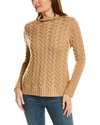 HANNAH ROSE SIMONE CABLE FUNNEL NECK WOOL & CASHMERE-BLEND SWEATER