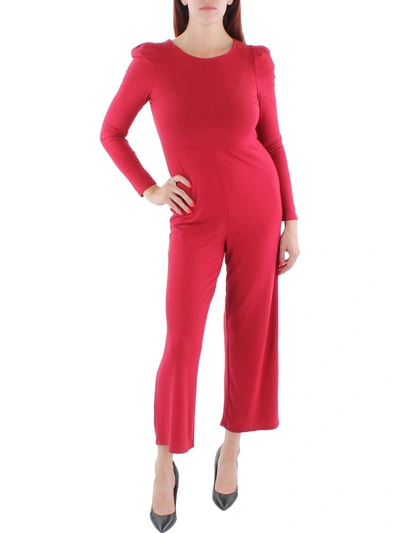 Riley & Rae Womens Ribbed Knit Long Sleeve Jumpsuit In Pink