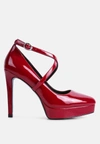 London Rag Pixie Dust High Heel Cross Strapped Stiletto Sandal In Red