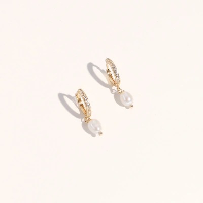 Joey Baby Layla Pearl Drop Earrings For Women In Pearl And Gold