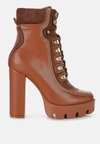 London Rag Yeti High Heel Lace-up Biker Boot In Brown