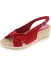 Easy Street Maureen Womens Faux Leather Slingback Wedge Sandals In Red