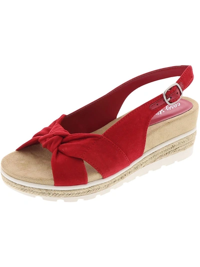 Easy Street Dot Womens Faux Suede Platform Slingback Sandals In Red