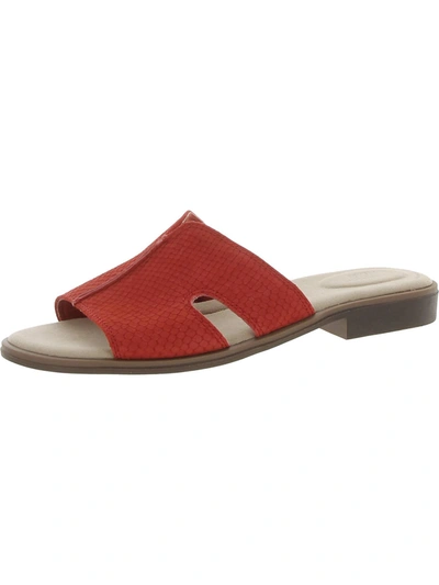 Clarks Declan Flo Womens Leather Slip-on Slide Sandals In Red