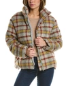 Apparis Padded Plaid-check Print Jacket In Beige