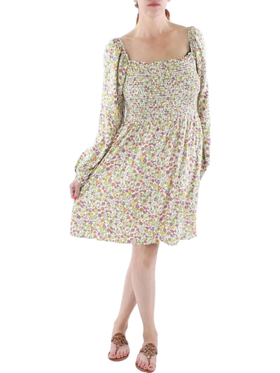 Tash + Sophie Womens Casual Smocked Mini Dress In Multi