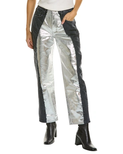 Frame Pieced Orbital & Silver Chrome Straight Jean