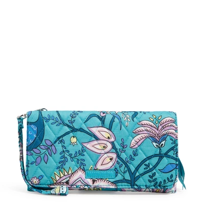 Vera Bradley Cotton Rfid Wallet Crossbody In Blue