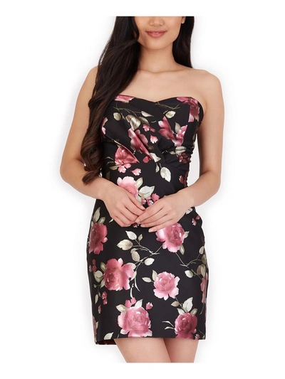 Bcx Juniors Womens Floral Print Strapless Mini Dress In Multi