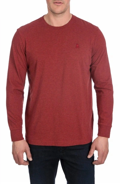 Psycho Bunny Men's Long Sleeve Shirt In Heather Pom In Red