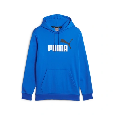 Puma Men's Ess+ 2 Big Cat Logo-print Fleece Hoodie In Blue