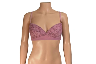 La Perla Adjustable Strap Underwiredbfloral Padded Bra In Pink In Purple