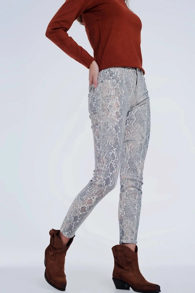 Q2 Don't Be A Snake Pant In Snakeskin In Grey