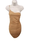 COTTON CANDY ONE SHOULDER DRESS IN TAN