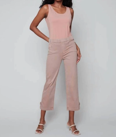 Charlie B Cropped Pull-on Twill Pants With Hem Tab In Nougat Clair In Beige