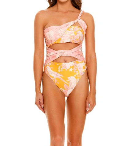 Agua Bendita Gemma Floral Cut Out Braided One Piece Swimsuit In Pink
