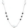 Mimi & Max 4ct Tgw Black Moissanite And 4.5-7mm Cultured Freshwater Pearl Curb Link Chain Necklace In Sterling  In Black