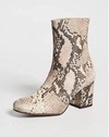FREE PEOPLE CECILE ANKLE BOOTIE IN BEIGE SNAKE