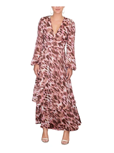 Rachel Rachel Roy Womens Chiffon Metallic Maxi Dress In Pink