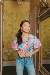 Buddylove Tandy Puff Sleeve Top In Garden Club In Pink