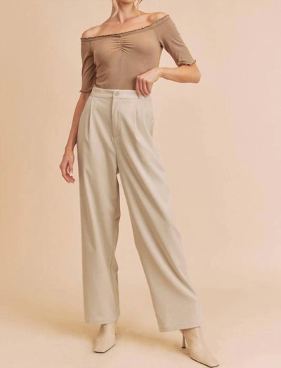 Aemi + Co Wide Leg Trousers In Oat In Beige