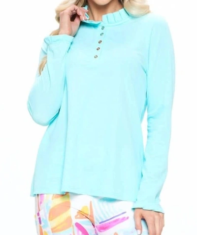 Aryeh Amalia Ruffle Neck Pullover In Mint In Blue