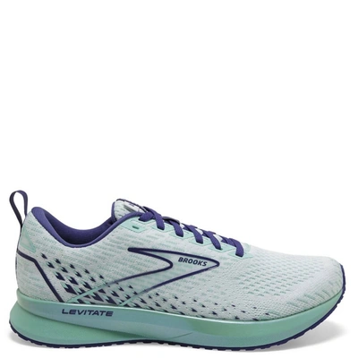 Brooks Women's Levitate 5 Road-running Shoes - Medium Width In White/navy Blue/yucca In Green