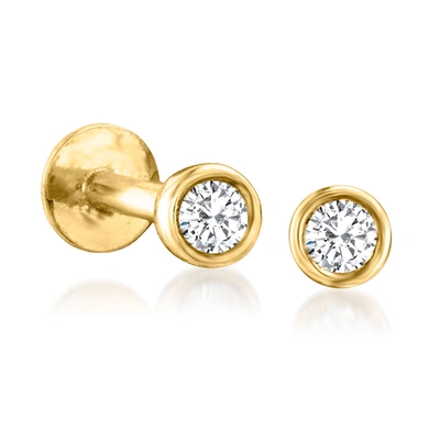 Rs Pure By Ross-simons Bezel-set Diamond Stud Earrings In 14kt Yellow Gold In Silver